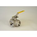 Chicago Valves And Controls 1-1/4", FNPT Stainless Steel Ball Valve 3-Way T-Port 1666RT012
